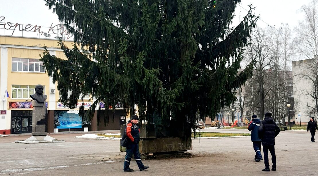 Центральную площадь Сельцо украшает новогодняя ёлка